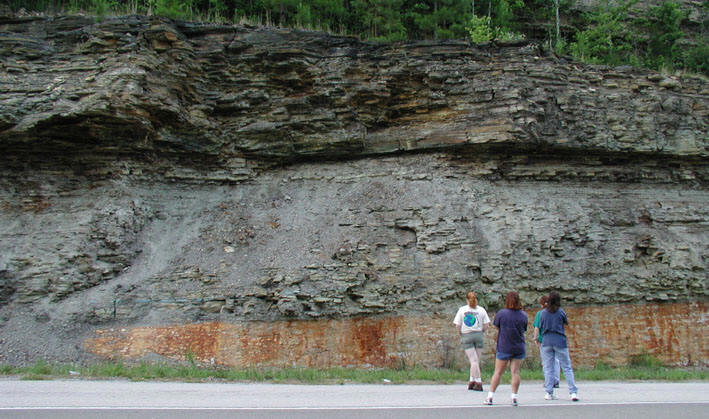 A close-up scientific image shows a dark, teardrop-shaped floccule structure at the bottom of a flume, with a white arrow indicating the direction of flow and a 5 cm scale bar.